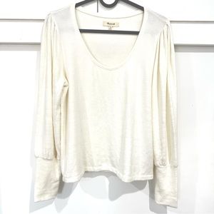 Madewell soft shirt top sweater ruffle shoulder coziest medium casual business
